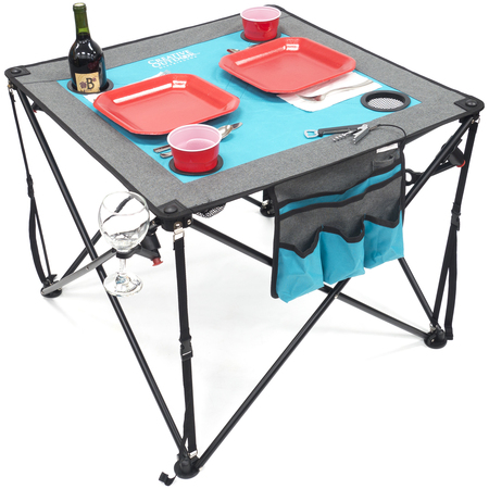 Cod Usa Folding Wine Table, Teal/Gray 820123
